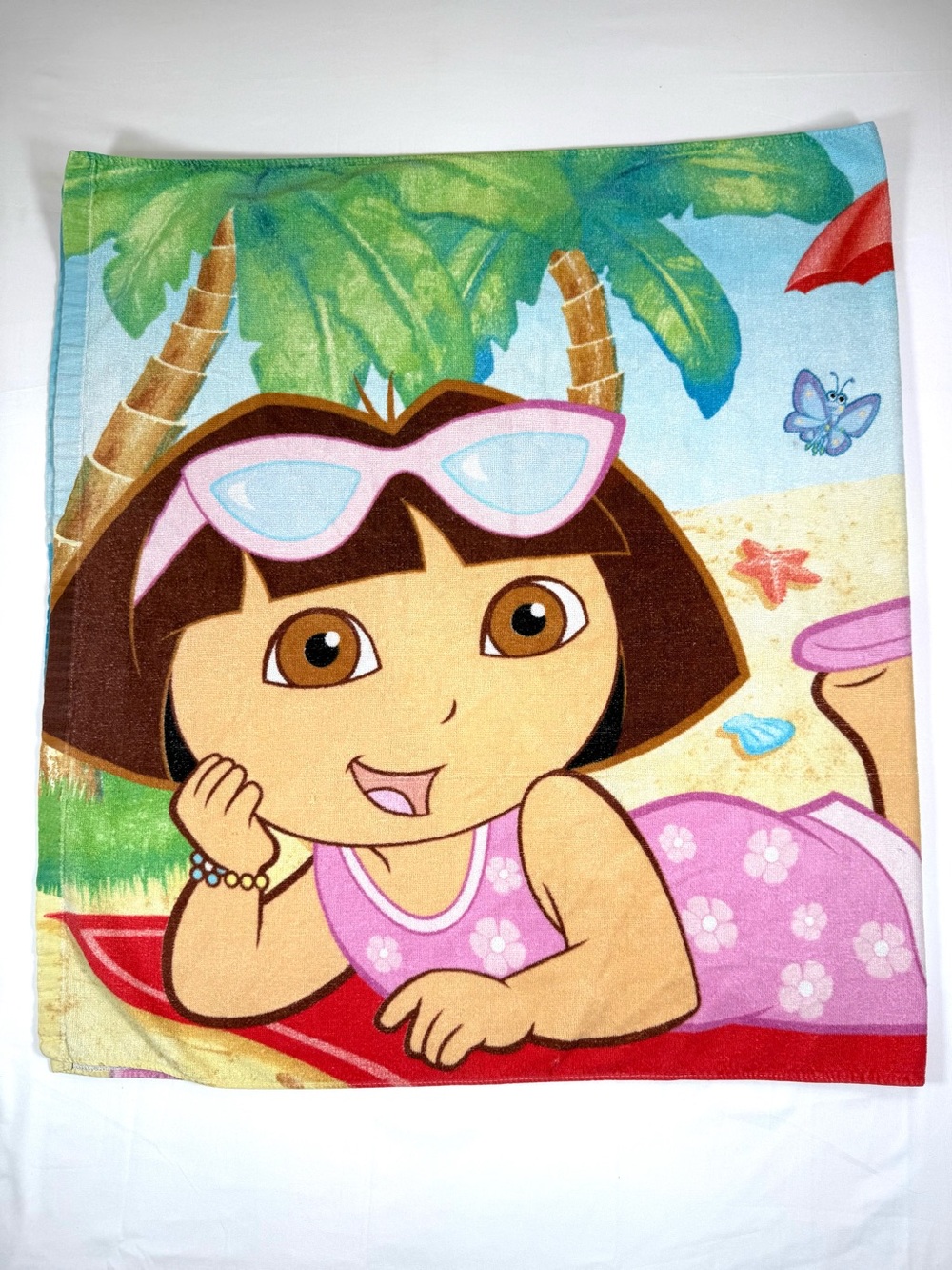 VINTAGE NICKELODEON Dora The Explorer Boots Beach Towel 2007 Nick Jr Pool Bath